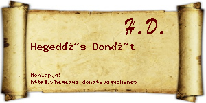 Hegedűs Donát névjegykártya